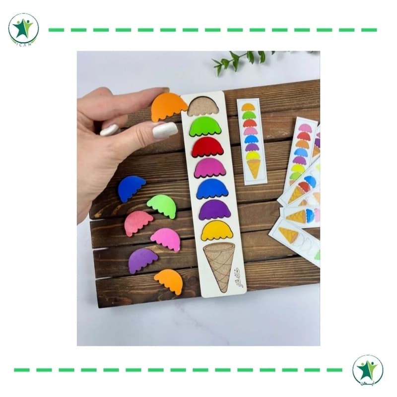 بازی جورچین بستنی چوبی (کاردرمانی ذهنی)