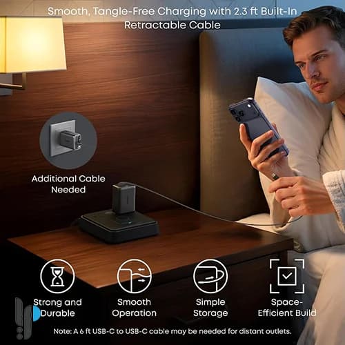 شارژر دیواری 35 وات انکر مدل Anker Nano Charger a2658 همراه با کابل Type-C — تصویر ۳