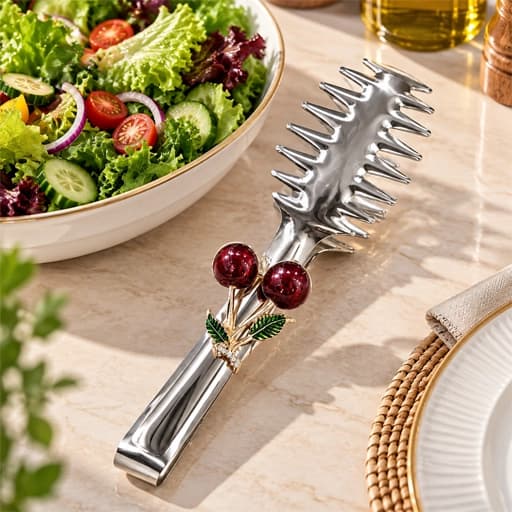 انبر سالاد چنگکی نقره ای طرح گیلاس برند شنگیا