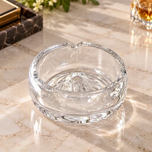 زیر سیگاری شیشه ای گرد طرح کوه برجسته