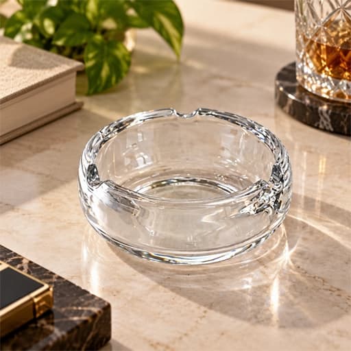 زیر سیگاری شیشه ای گرد