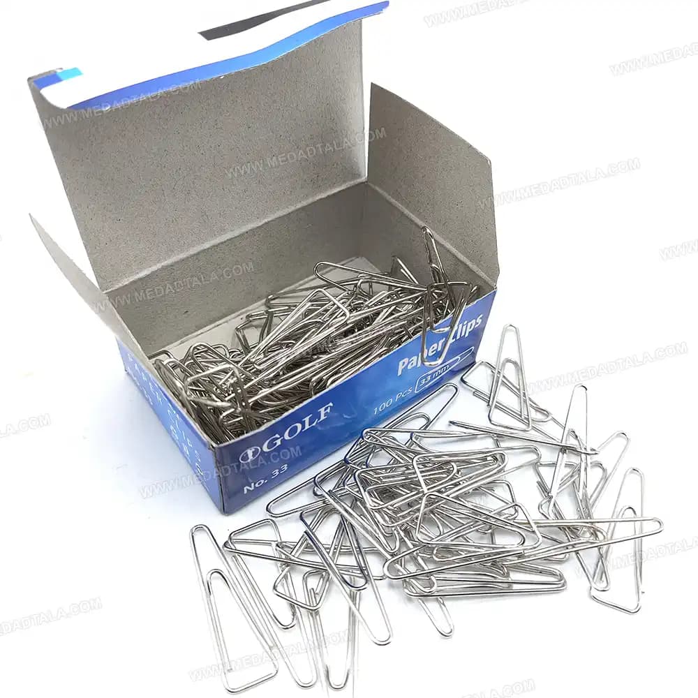 گیره کاغذ (کله قندی) 33 میلیمتری گلف بسته 100 عددی GOLF — تصویر ۲