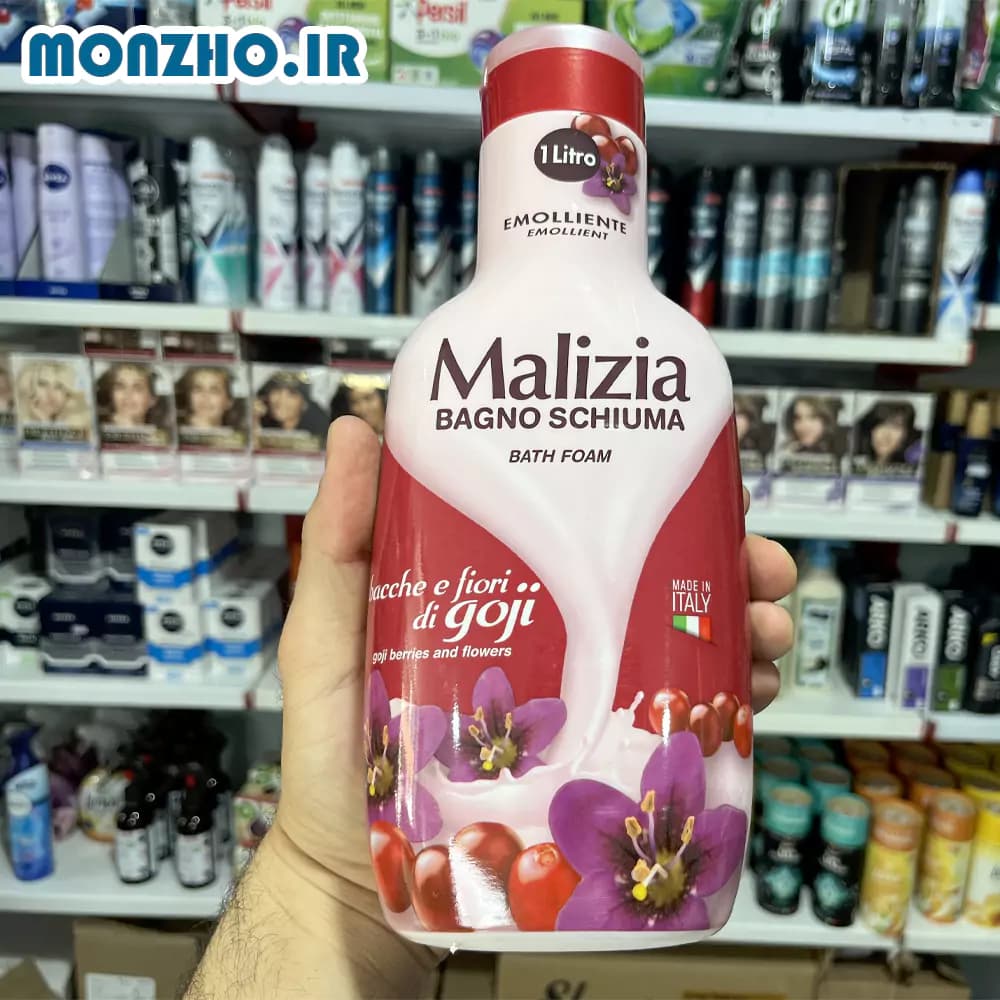 فوم حمام مالیزیا رایحه گل و گوجی بری حجم 1000 میل — تصویر ۲