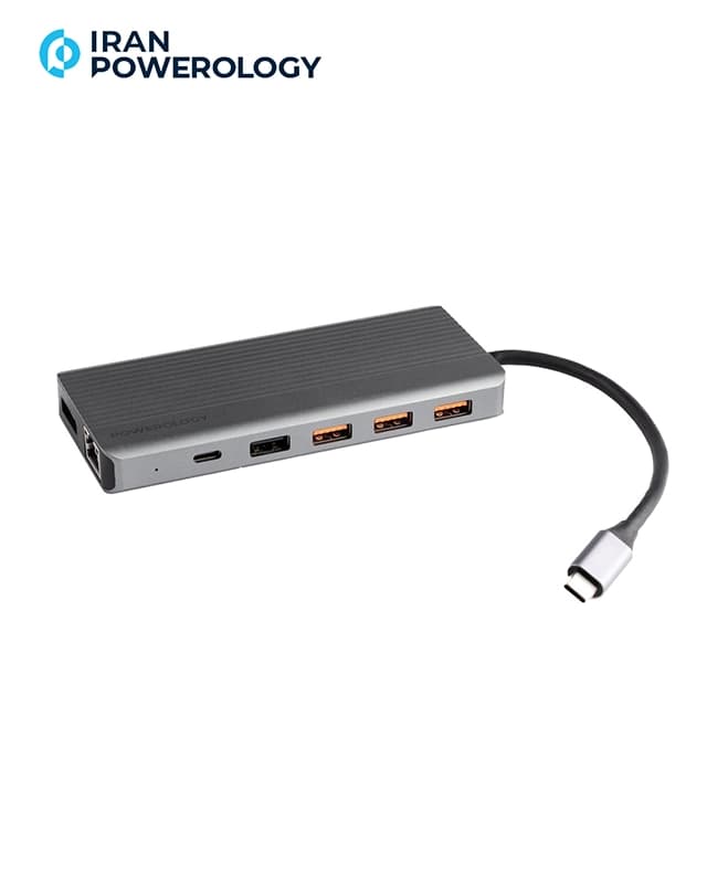 هاب دیتا 13 پورت پاورولوژی Powerology 13-in-1 Slim 4K HDMI USB-C Hub P131HBCGY — تصویر ۳