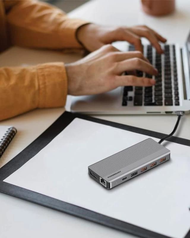 هاب دیتا 13 پورت پاورولوژی Powerology 13-in-1 Slim 4K HDMI USB-C Hub P131HBCGY — تصویر ۵