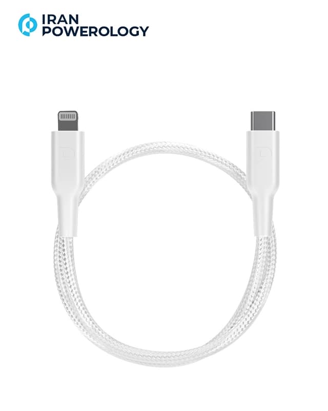 کابل 30 سانتی متر USB C به Lightning پاورولوژی Powerology Braided USB-C to Lightning 30cm Cable PCAB006 — تصویر ۲