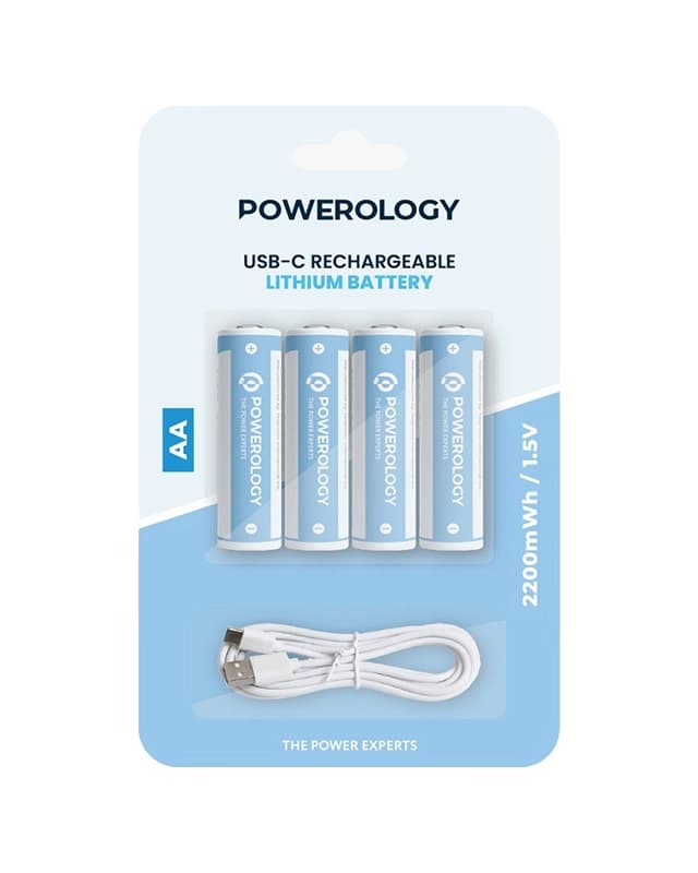 باتری قلمی AA قابل شارژ پاورولوژی Powerology Rechargeable Lithium-ion Battery AA Battery PAAV2RBT