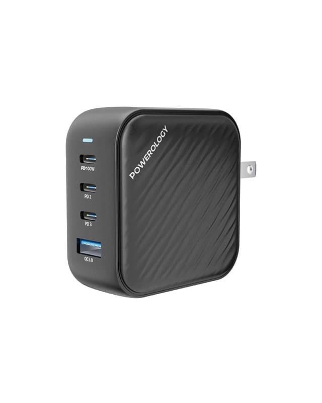 شارژر دیواری 100 وات پاورولوژی Powerology GaN Charger 100W PWCUQC006-BK