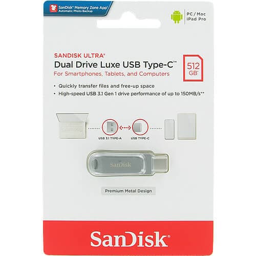 فلش مموری سن دیسک مدل Ultra Dual Drive Luxe ظرفیت 512 گیگابایت — تصویر ۲