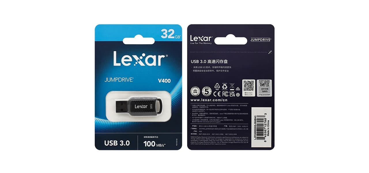 فلش مموری لکسار مدل V400 USB3.0 ظرفیت 32 گیگابایت — تصویر ۲