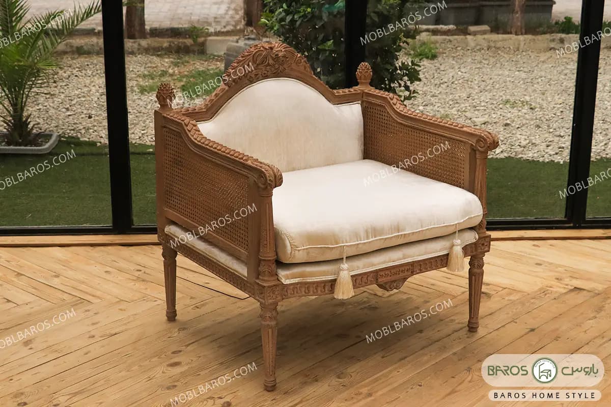 مبل تکنفره کلاسیک جدید کاجی کد ۴ — تصویر ۳