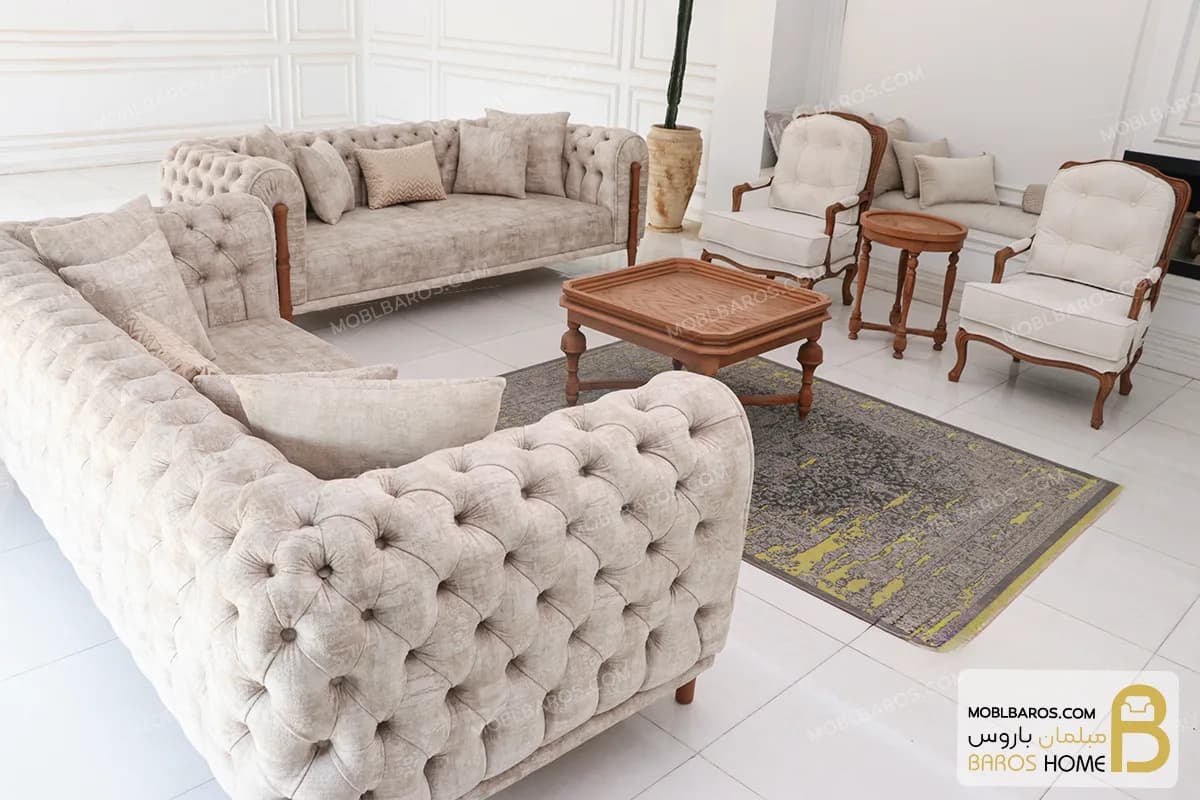 ست مبلمان وینچنزا به همراه مبل تکنفره فرانسوی
