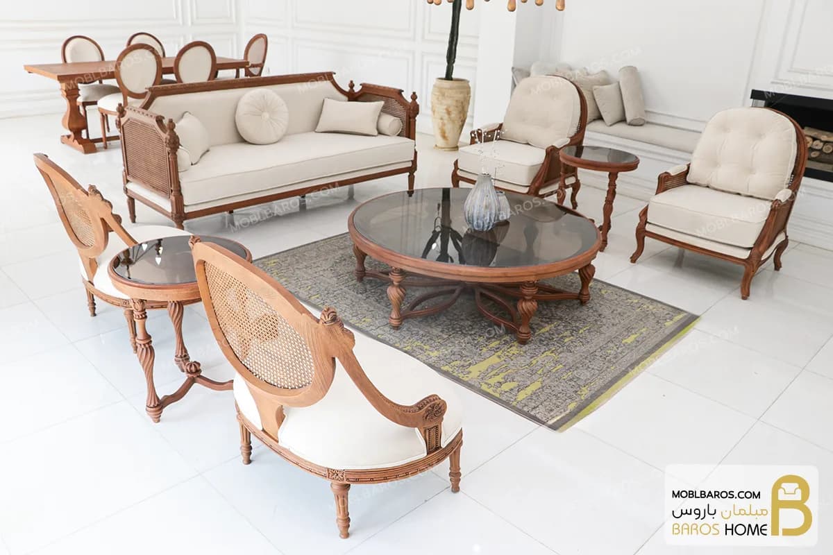مبل جدید کلاسیک کاجی ۷ نفره