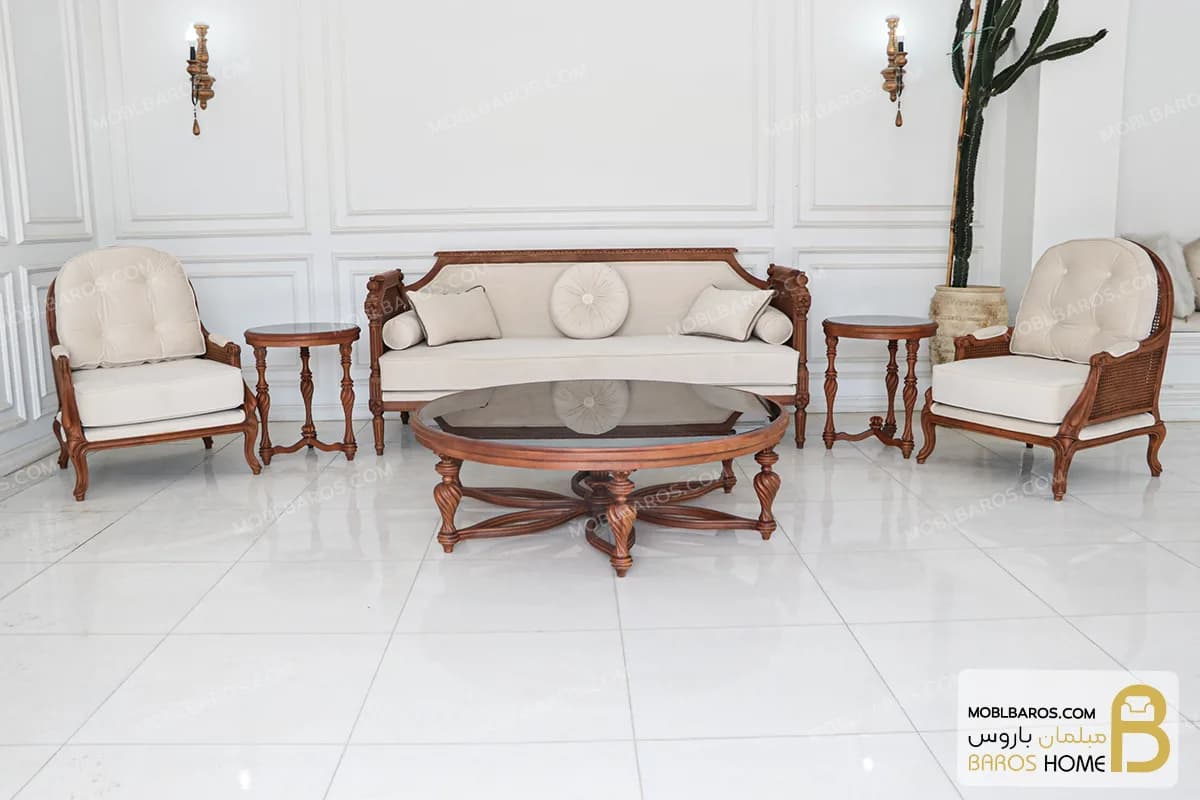 مبل جدید کلاسیک کاجی ۷ نفره — تصویر ۴