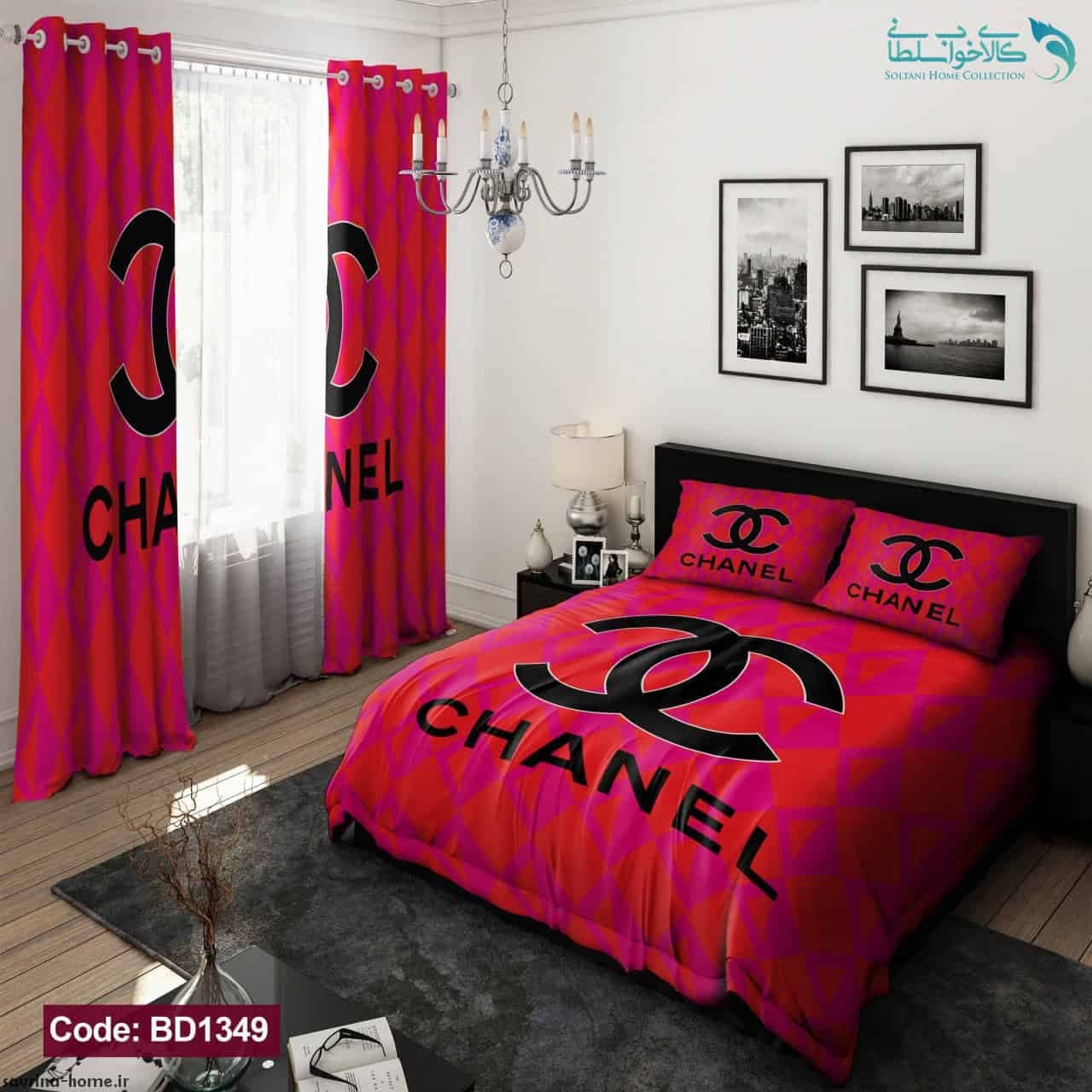 روتختی طرح chanel صورتی دونفره کد BD1349