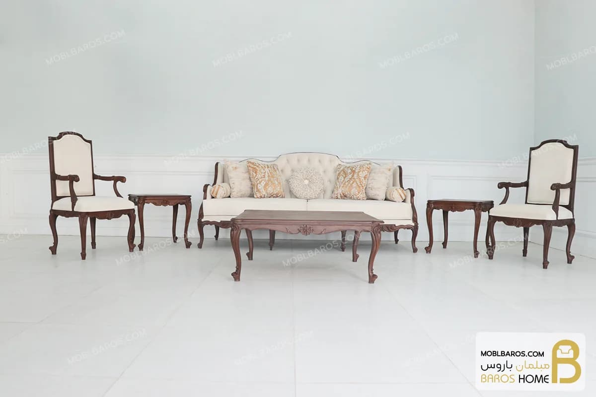 ست مبلمان ۷ نفره کلاسیک منبت چوبی رومینا کد ۵ — تصویر ۵