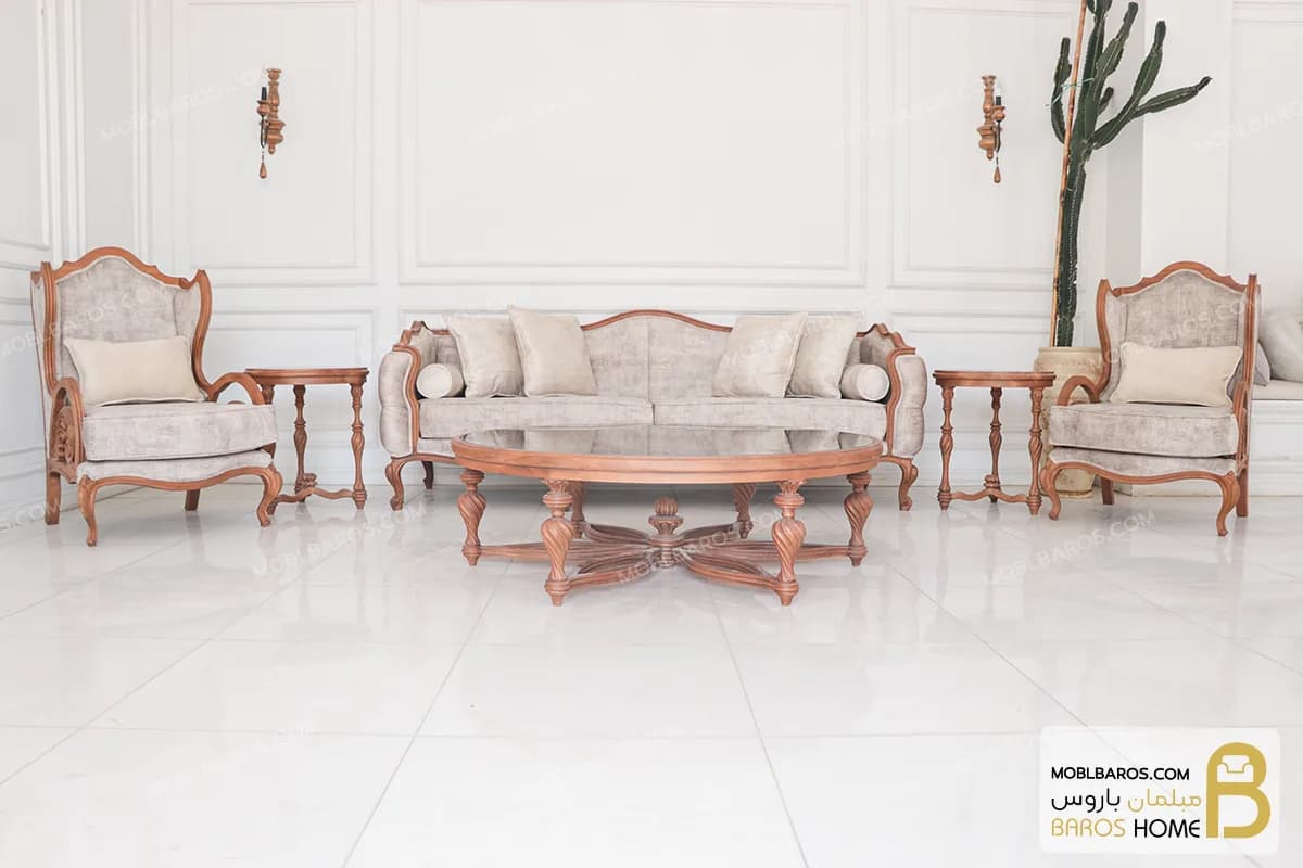 مبل ۷ نفره کلاسیک کینگ ترکیب با کاناپه ابزاری کد ۱
