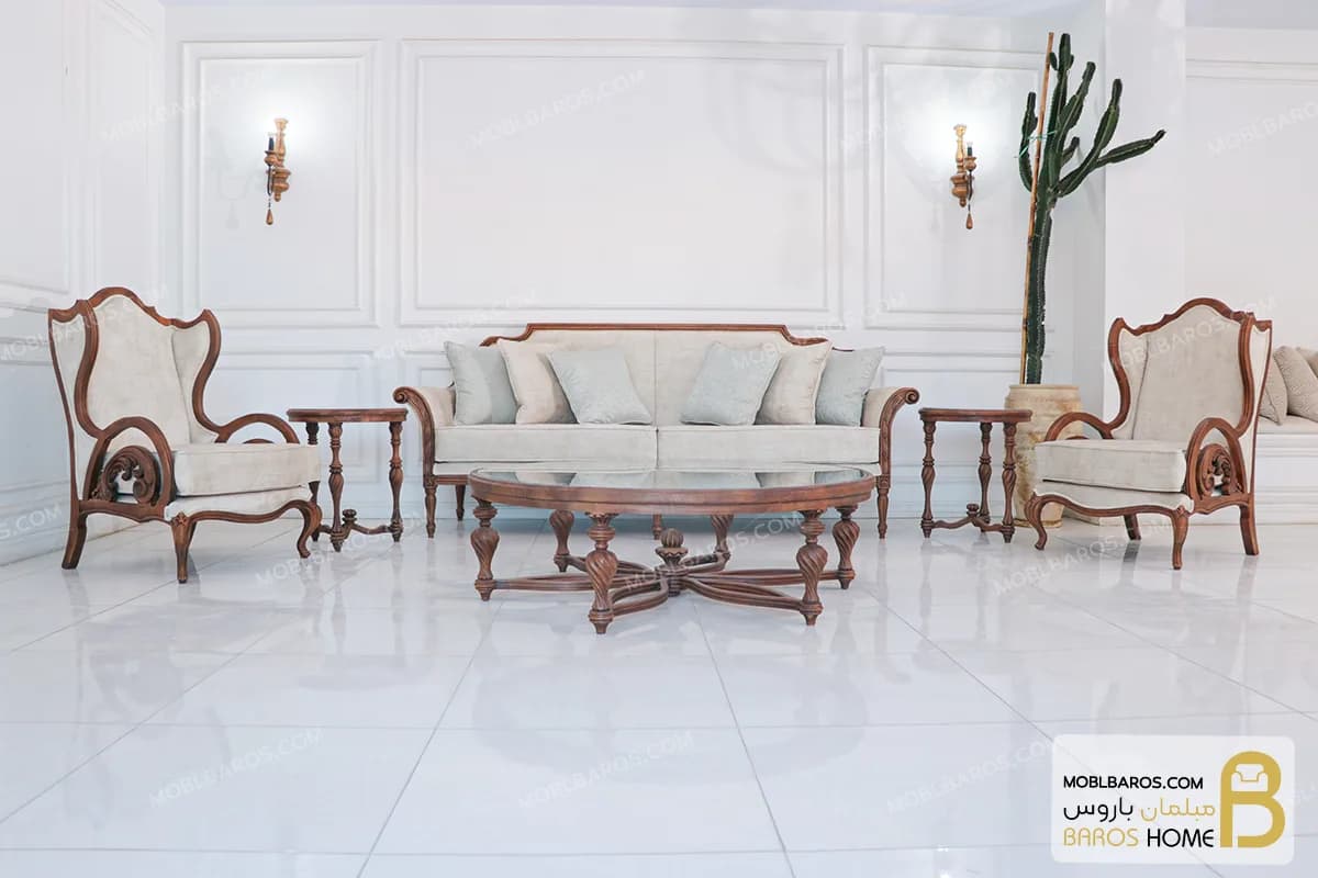 ست مبلمان ۷ نفره ترکیبی کلاسیک کینگ و کاناپه کارن