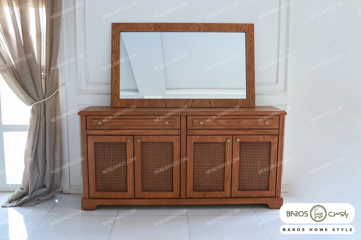 میز کنسول چوبی حصیری سفارشی مدل راشل کد۲ — تصویر ۴