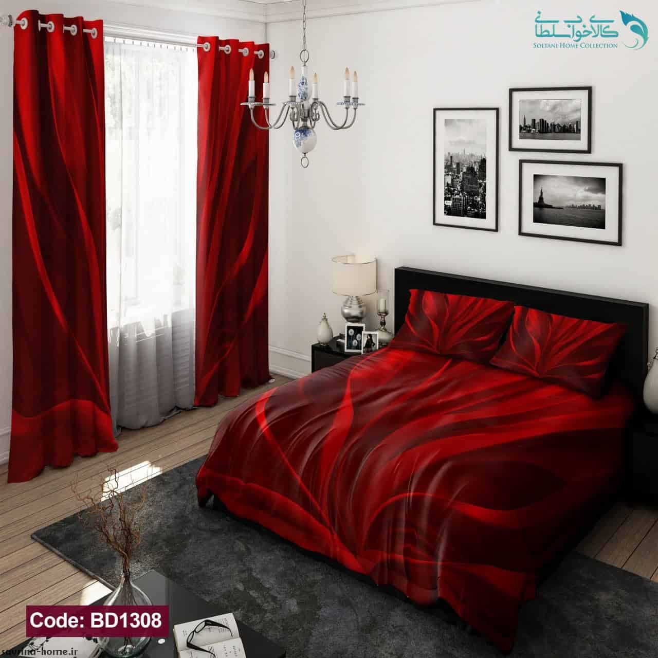 روتختی طرح رنگ قرمز دونفره کد BD1308