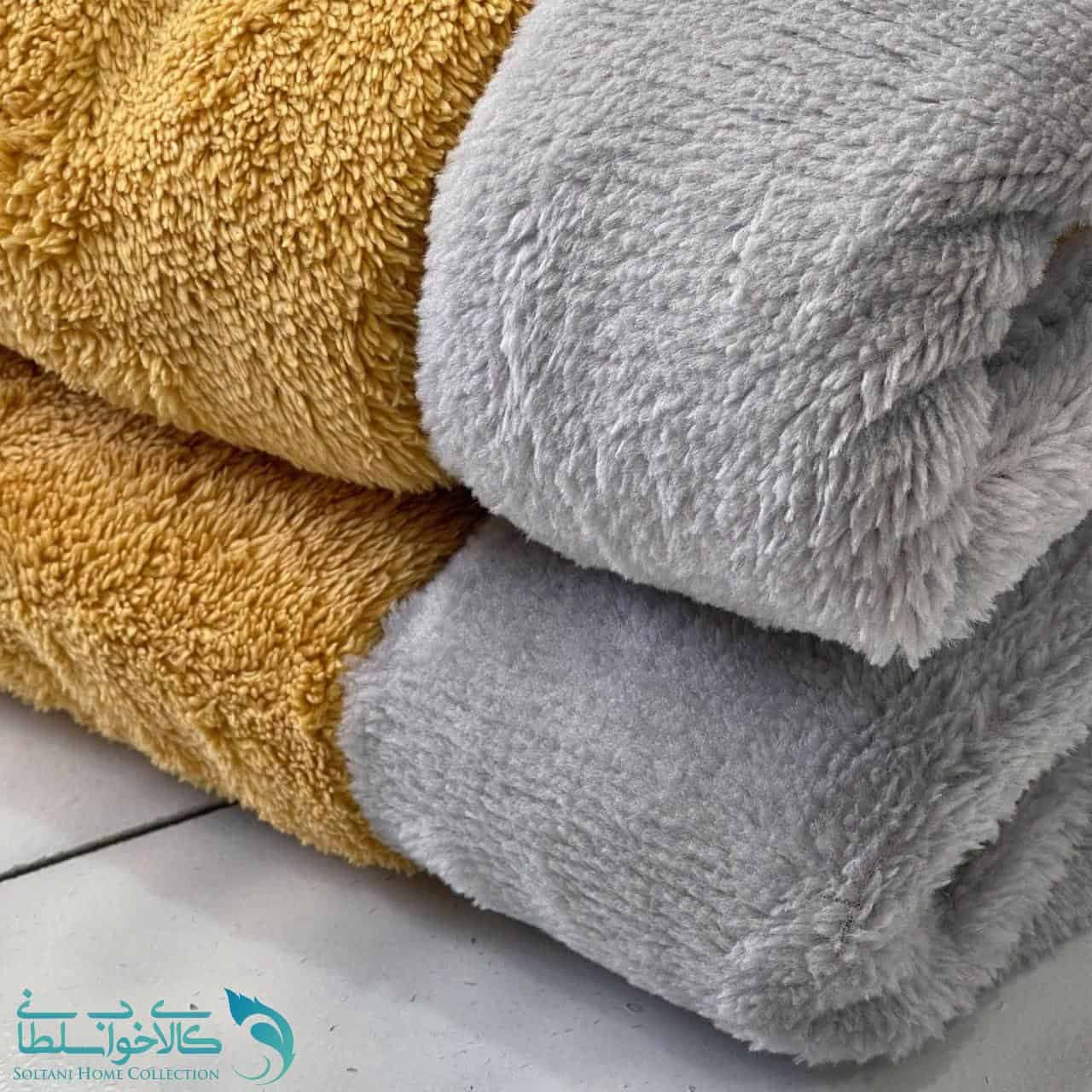 پتو یکنفره دورو طرح خردلی طوسی کد P211 — تصویر ۲
