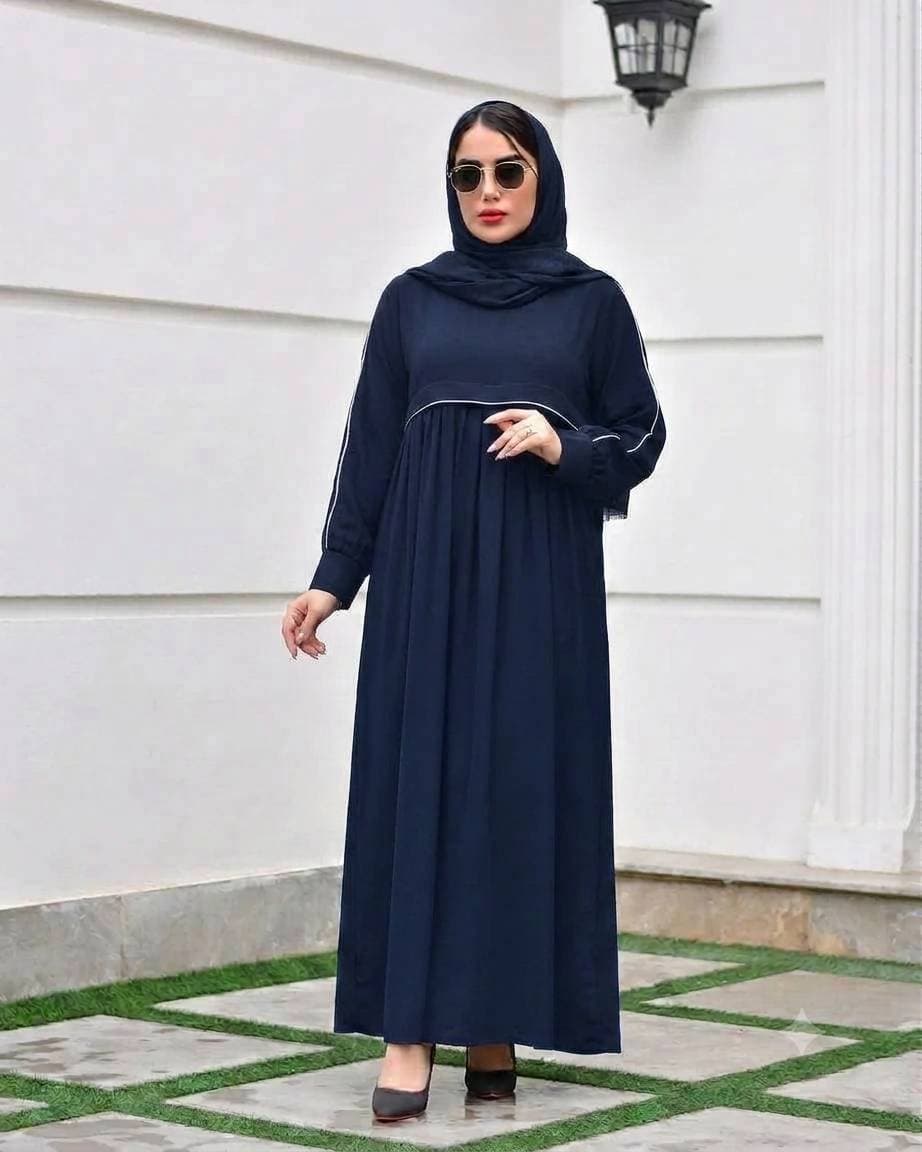 مانتو عبایی زنانه دخترانه کرپ ندا مناسب محرم MA16738 — تصویر ۲