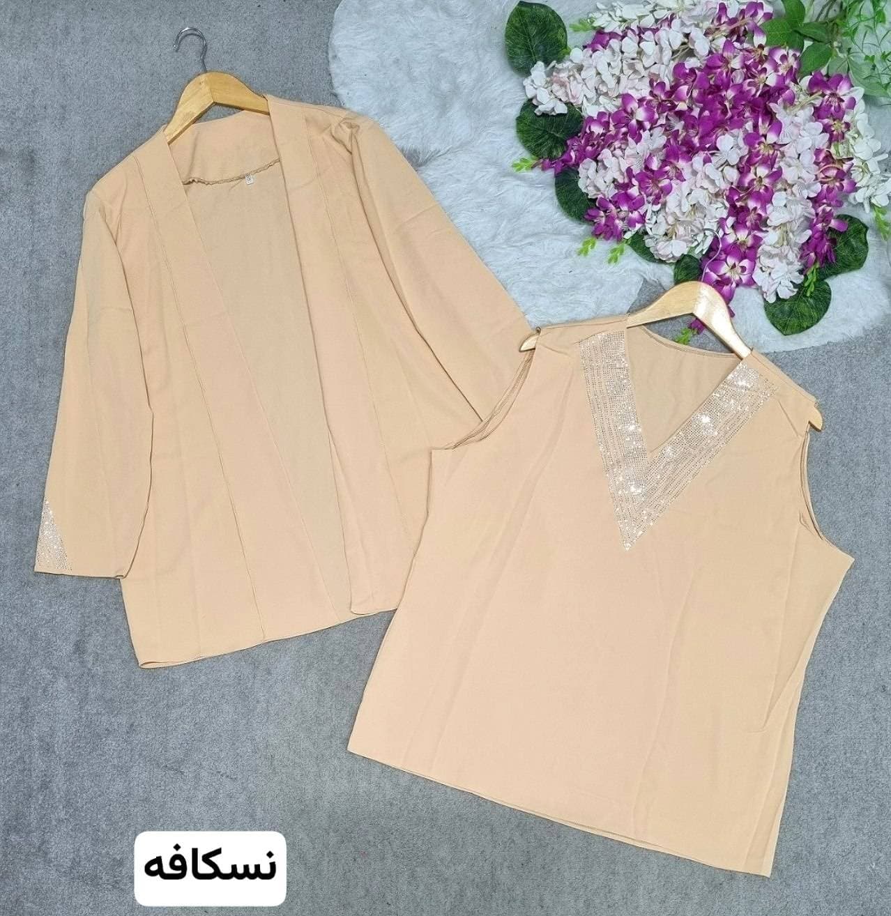 شومیز زنانه دو تیکه نگین دار ثریا سایز 5 و 6 جنس الیزه sg43705 — تصویر ۳