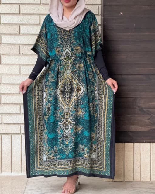 پیراهن زنانه پانچ طرح سنتی سایز (۴۰تا ۵۰) رنگ سبز 401170 A