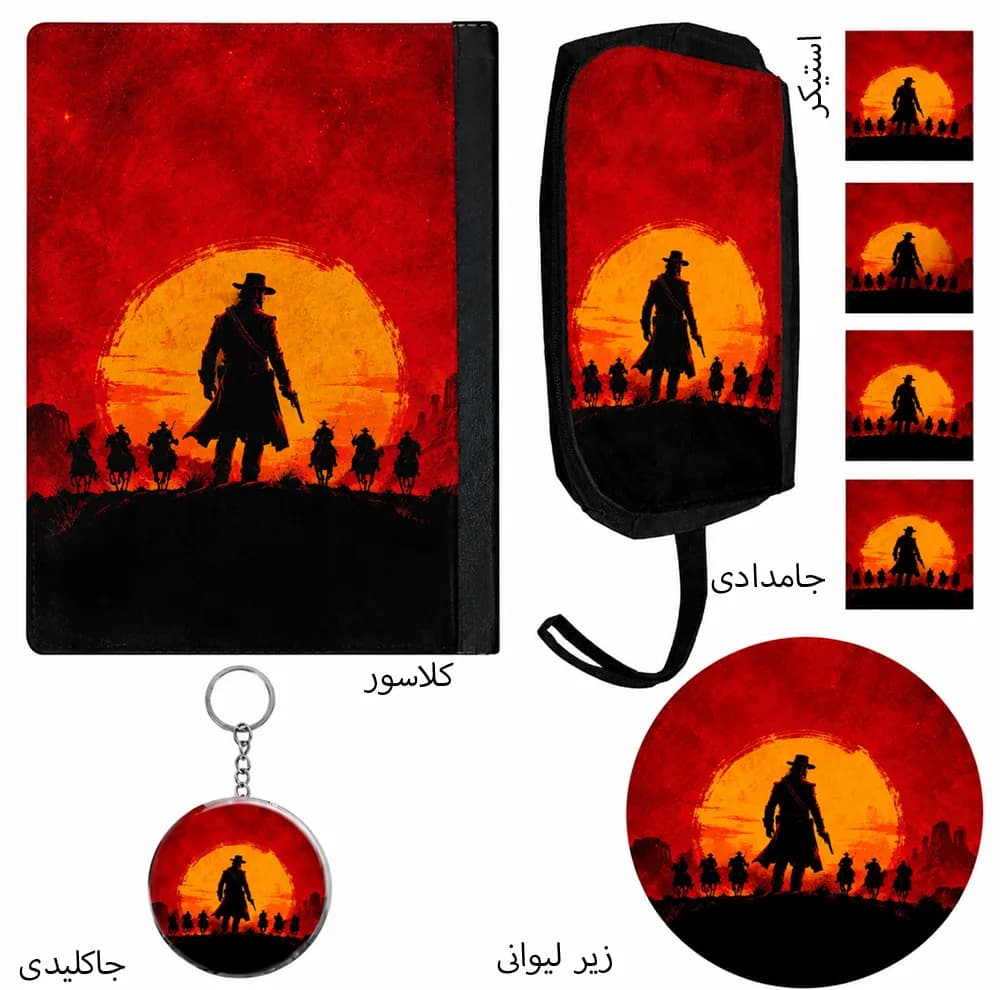ست لوازم التحریر طرح رد دد ریدمپشن مدل Red Dead Redemption کد A1 بسته 8 عددي — تصویر ۲
