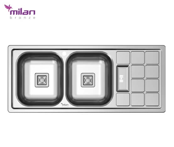 سینک ظرفشویی روکار مدل 1011 استیل میلان برنز (MILANBRONZE) — تصویر ۲