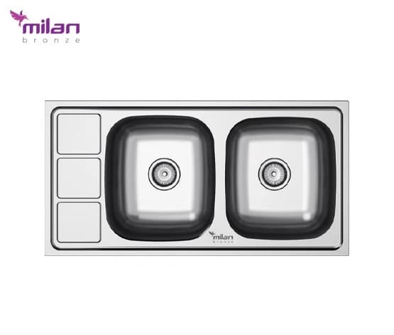 سینک ظرفشویی توکار مدل 7020 استیل میلان برنز (MILANBRONZE) — تصویر ۲