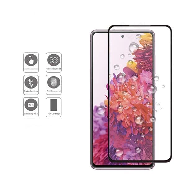 گلس گوشی سامسونگ S20 FE محافظ صفحه نمایش شیشه ای S20 FE و S20 Lite مدل تمام چسب گلس Full Glue Glass Samsung Galaxy S20 FE — تصویر ۲