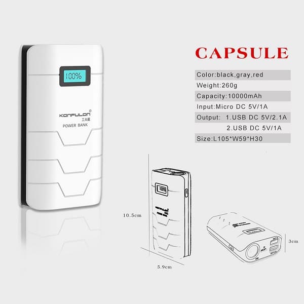 پاور بانک 10000 کانفلون اورجینال مدل کپسول Konfulon Capsule — تصویر ۴