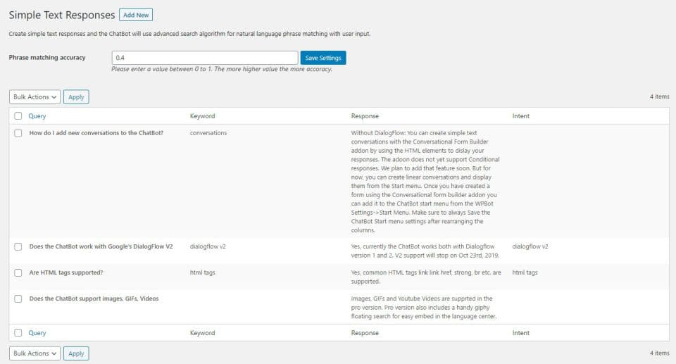 افزونه WPBot Pro Wordpress Chatbot ربات پاسخگو هوشمند چت بات وردپرس 15.2.1 — تصویر ۴