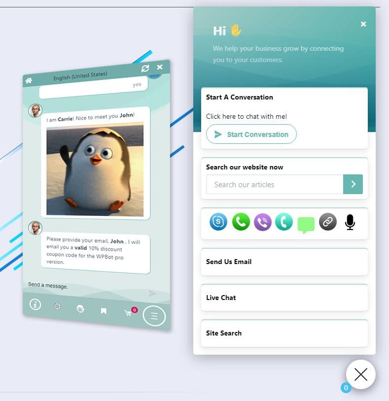 افزونه WPBot Pro Wordpress Chatbot ربات پاسخگو هوشمند چت بات وردپرس 15.2.1 — تصویر ۲
