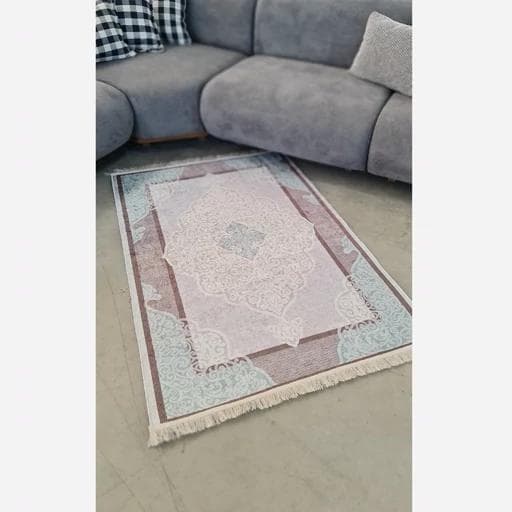 فرشینه | فرش چاپی برند حسن نیا هازان ترک با زیره ضد سُر 150 در 225 کدM277 (پس کرایه) — تصویر ۳