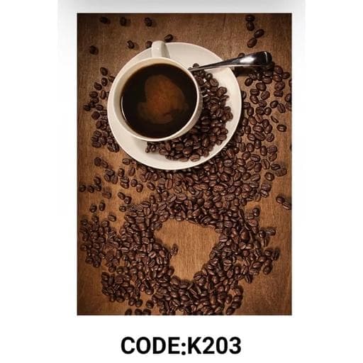 فرشینه | فرش چاپی برند حسن نیا چاپی آشپزخانه طرح قهوه و فنجان کد K203 (پس کرایه) — تصویر ۲