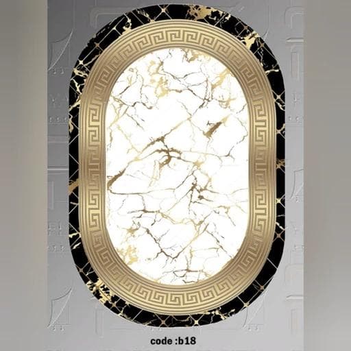 فرشینه | فرش چاپی برند حسن نیا چاپی هازان ترک بیضی طلایی طرح سنگ b18 (پس کرایه) — تصویر ۵