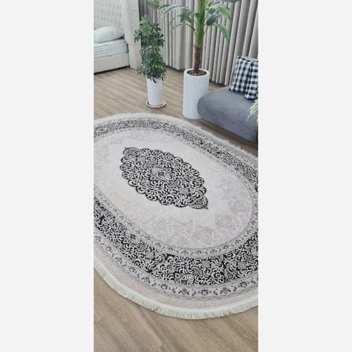فرشینه | فرش چاپی برند حسن نیا چاپی بیضی هازان ترک مدرن کد b51 (پس کرایه) — تصویر ۶