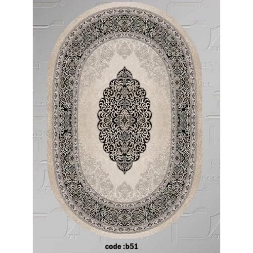 فرشینه | فرش چاپی برند حسن نیا چاپی بیضی هازان ترک مدرن کد b51 (پس کرایه) — تصویر ۲