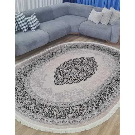 فرشینه | فرش چاپی برند حسن نیا چاپی بیضی هازان ترک مدرن کد b51 (پس کرایه)