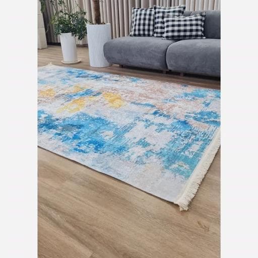 فرشینه | فرش چاپی برند حسن نیا هازان ترک طرح وینتیج آبرنگی کد M241 (پس کرایه) — تصویر ۵