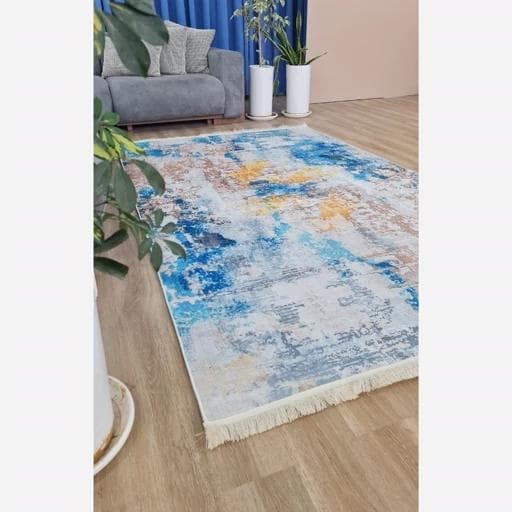 فرشینه | فرش چاپی برند حسن نیا هازان ترک طرح وینتیج آبرنگی کد M241 (پس کرایه) — تصویر ۸