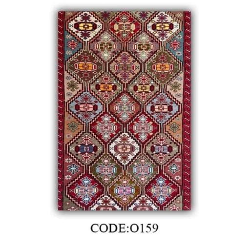 فرشینه | فرش چاپی برند حسن نیا هازان ترک قشقایی طرح سنتی لاکی کد O159 (پس کرایه) — تصویر ۶