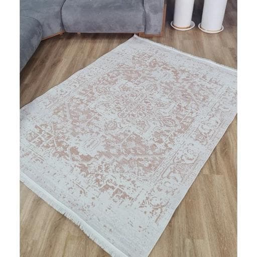 فرشینه | فرش چاپی برند حسن نیا چاپی هازان ترک کرم وینتیج کد M196 (پس کرایه)