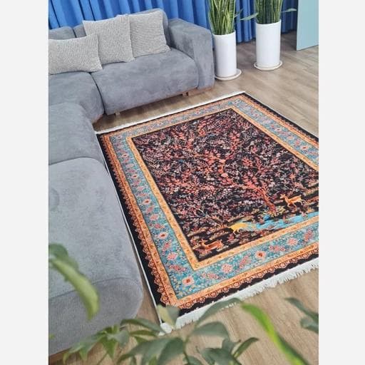 فرشینه | فرش چاپی برند حسن نیا چاپی هازان ترک طرح درخت کد 082 (پس کرایه) — تصویر ۴