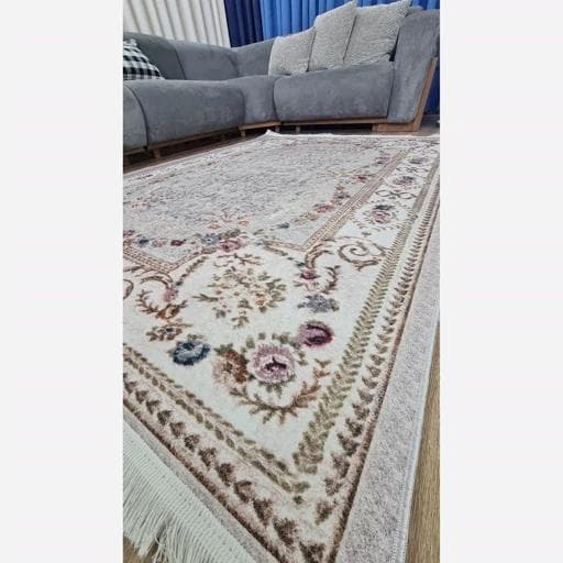فرشینه | فرش چاپی برند حسن نیا چاپی هازان ترک ضد پرز و حساسیت کد M104 (پس کرایه) — تصویر ۵