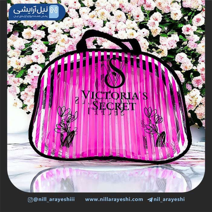 کیف آرایشی سایز بزرگ طرح ویکتوریا طلقی ( بیضی ) — تصویر ۲