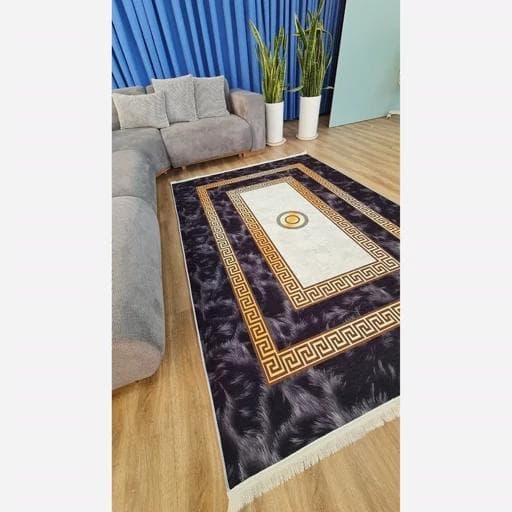 فرشینه | فرش چاپی برند حسن نیا چاپی هازان ترک طرح مدرن ورساچه کد h254 (پس کرایه) — تصویر ۶