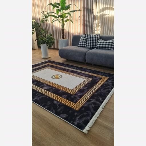 فرشینه | فرش چاپی برند حسن نیا چاپی هازان ترک طرح مدرن ورساچه کد h254 (پس کرایه) — تصویر ۳